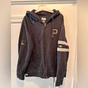 Men's Majestic Pittsburgh Pirates Charcoal Gray Clubhouse Full Zip Hoodie XL